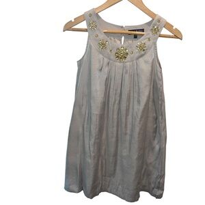 Mini Boden Girls Silver Shimmer Dress 11–12Y Gold Embellished Party Holiday